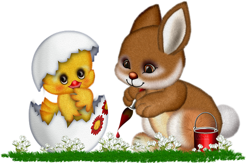 Easter Bunny Chicken Eggs (510x350), Png Download