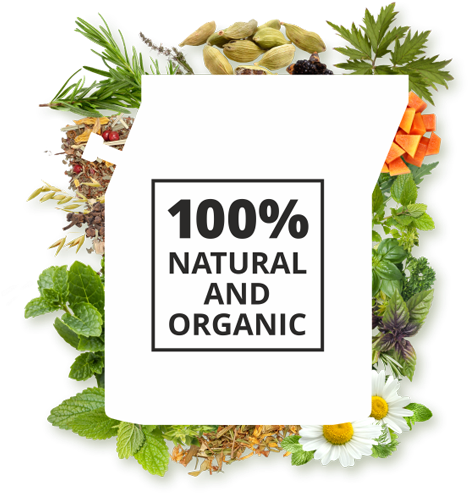 Our Delicious Herbal Blends Are Made Using 100% Natural - Portable Network Graphics (478x492), Png Download