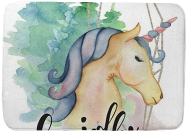 Cute Unicorn Watercolor Hand Drawn Merry Christmas - Watercolor Painting (400x400), Png Download