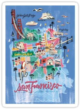 San Francisco Illustrated Map By Francisco Martins - Illustrated Map Of San Francisco (375x360), Png Download