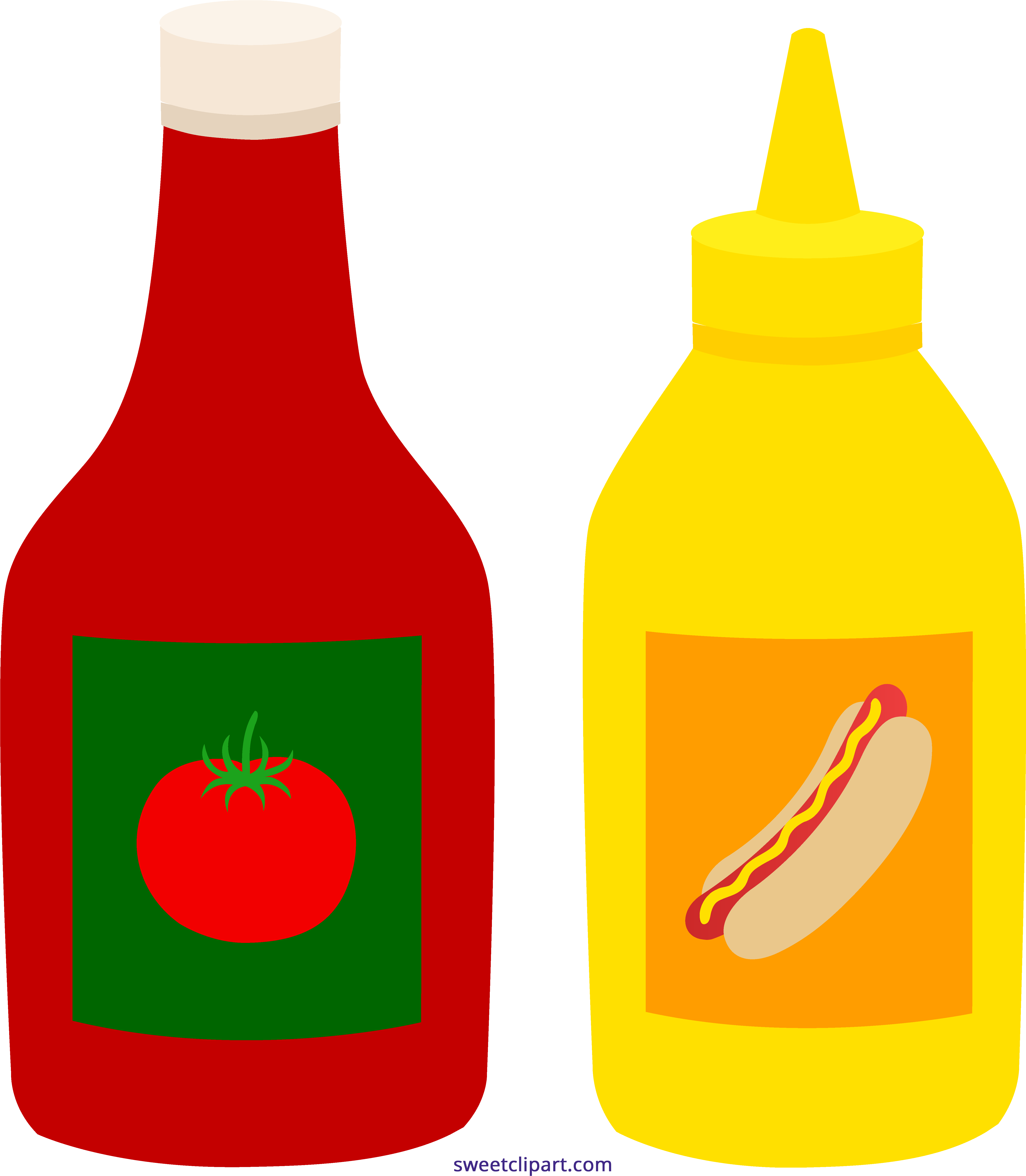 Clip Black And White Ketchup Mustard Bottles Clipart - Ketchup Clipart (5496x6240), Png Download