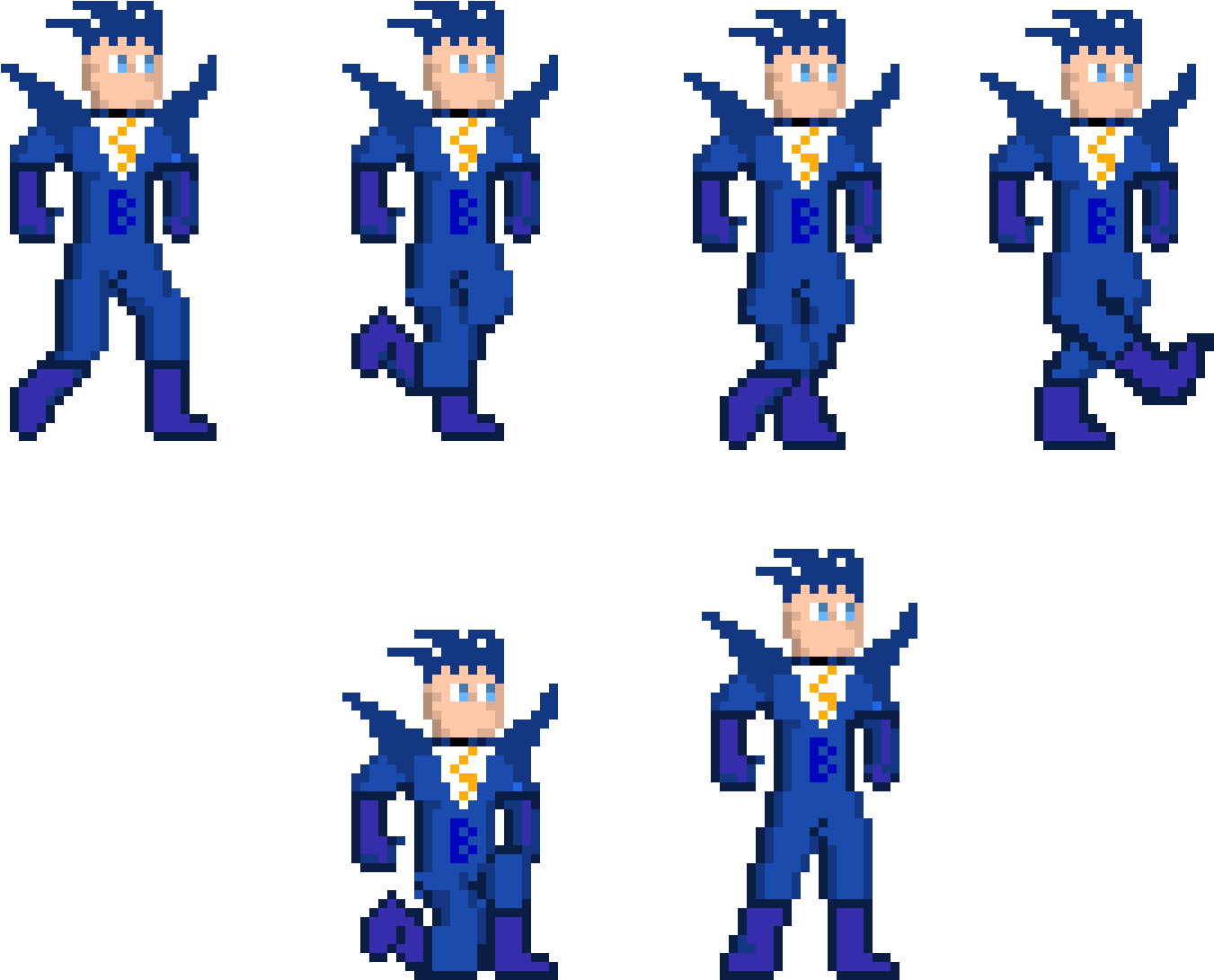 Player Blue Lightning Walk Cycle - Pixel Art Walk Cycle (1650x1160), Png Download