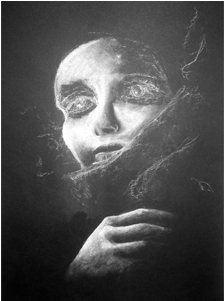 Chalk Drawing On Black Paper With White Watercolor - Monochrome (400x300), Png Download