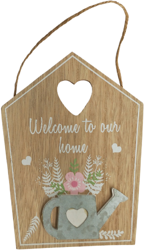 Hanging Welcome House Sign 16cm - Plank (500x500), Png Download