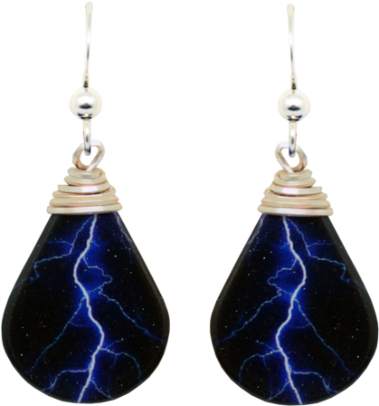 Blue Lightning - Earrings (520x520), Png Download