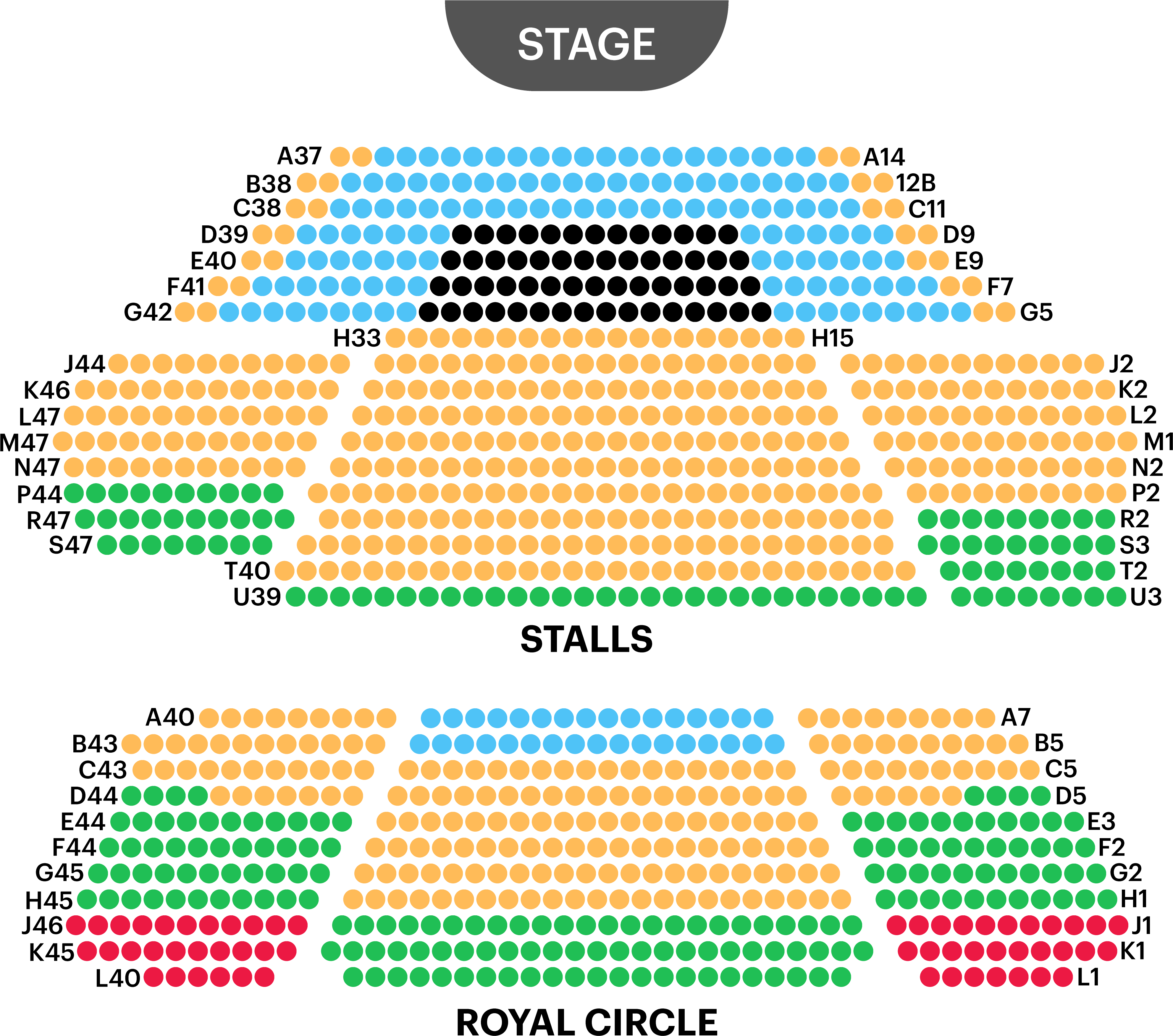 Prince Of Wales Theatre Seating Map - Diagram (4020x3615), Png Download