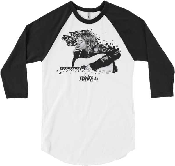Kurt Cobain Smoking 3/4 Sleeve Crew T-shirt - Senior Shirts Ideas For Basketball (620x620), Png Download