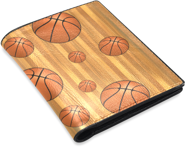 Basketballs With Wood Background Men's Leather Wallet - Plywood (800x800), Png Download