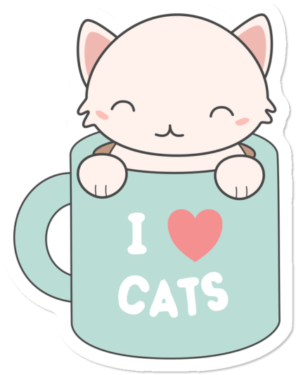 Kawaii Cute Coffee Cat - Cartoon (650x650), Png Download