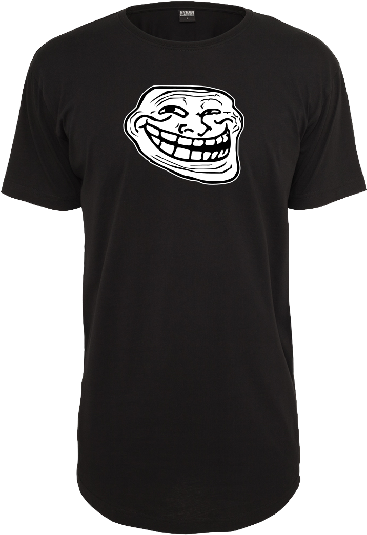 Trollface T-shirt Urban Classics Long Tee Black (1044x1044), Png Download