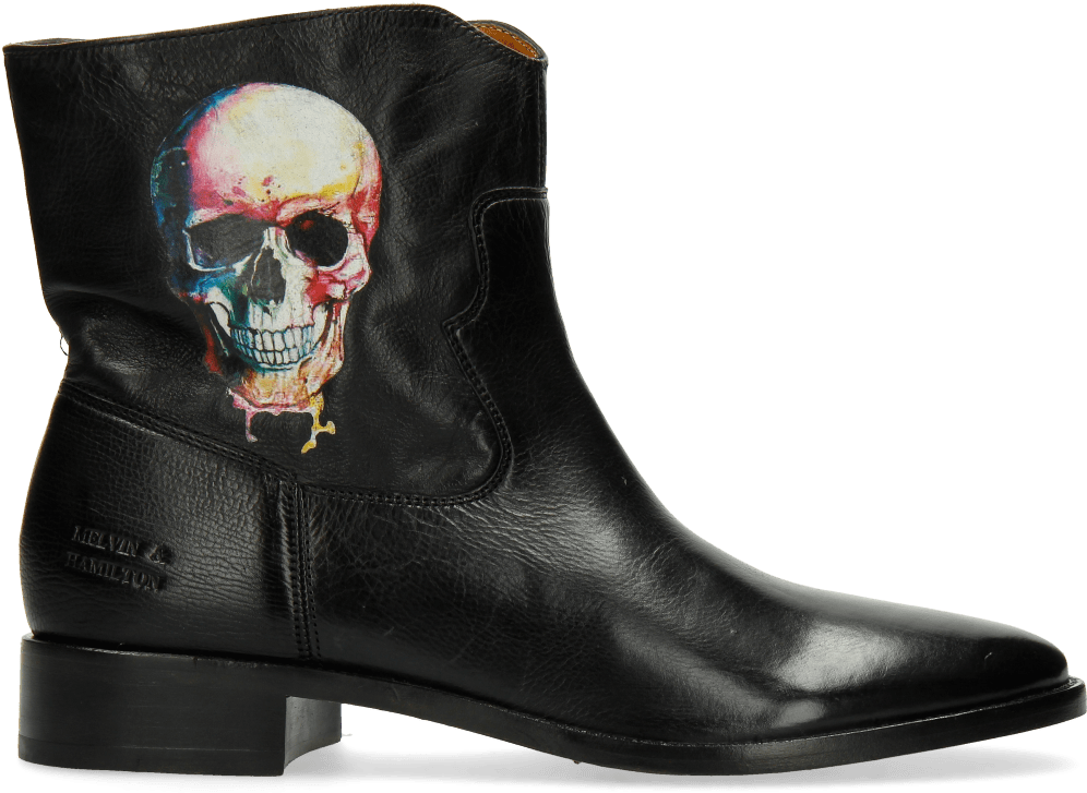 Ankle Boots Jodie 8 Milano Black Screen Shot Skull - Cowboy Boot (1024x1024), Png Download