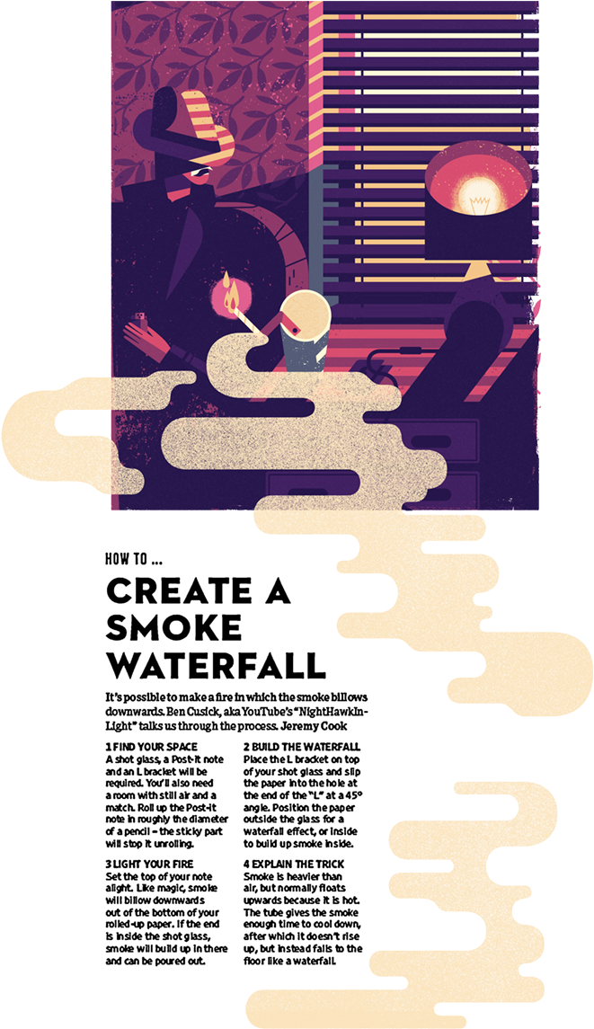 Wired Smoke Waterfall - Owen Davey Editorial Illustration (670x1147), Png Download