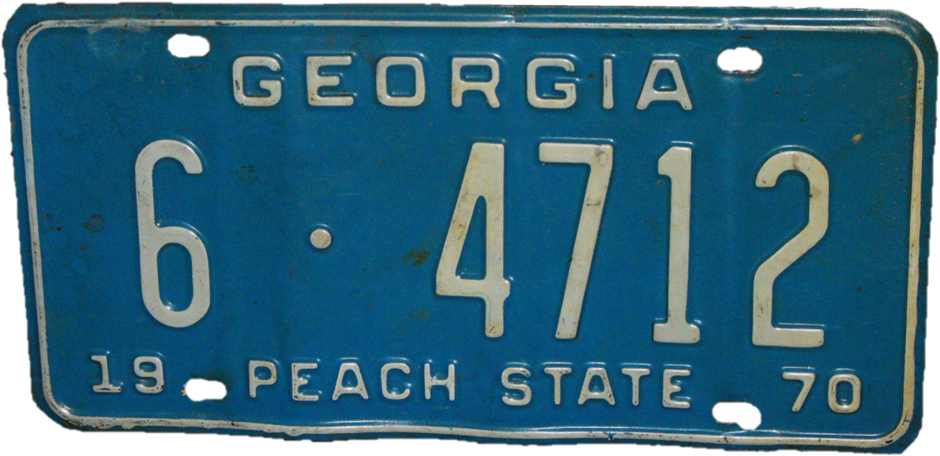 Georgia 1970 License Plate - Number (1369x675), Png Download