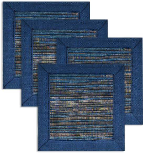 Indigo Waterlily Coaster, Set Of - Placemat (600x600), Png Download