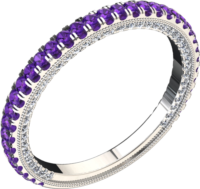 Modern Style Amethyst And Diamond Ring In 14k Gold - Bangle (960x720), Png Download