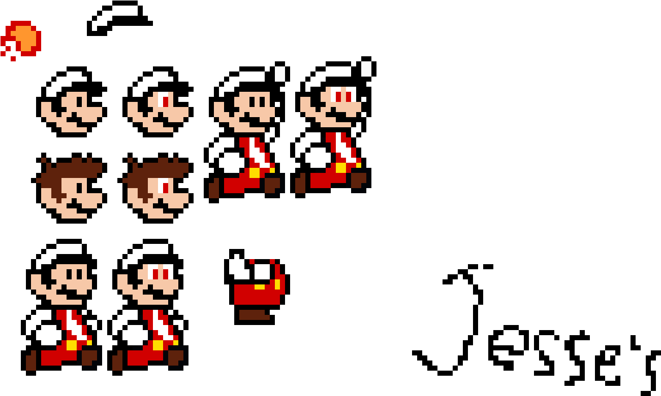 Jesse's Custom Fire Mario Sprites - Cartoon (1370x1240), Png Download