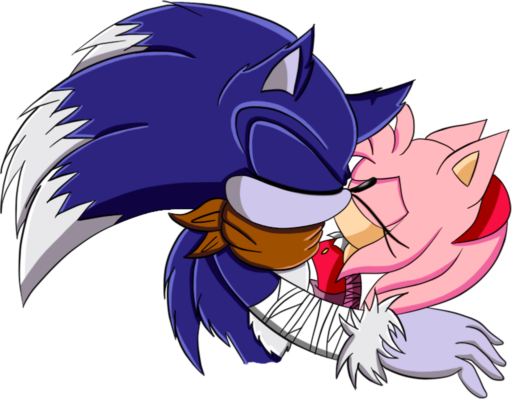 Sonic The Werehog And Amy Rose Kissing Sonic Boom - Weresonamy Boom (1024x797), Png Download