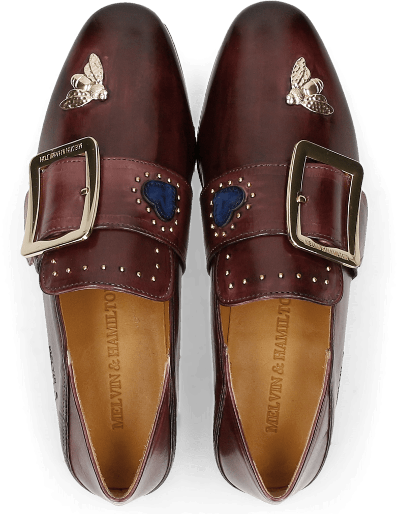 Loafers Luna 2 Burgundy Bee Gold - Slip-on Shoe (1024x1024), Png Download
