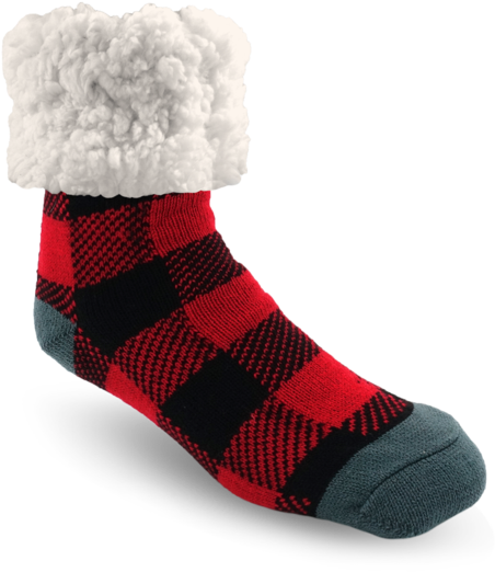 Products/lj Rd C L Red Lumberjack Slipper Socks Lumberjack - Sock (600x600), Png Download