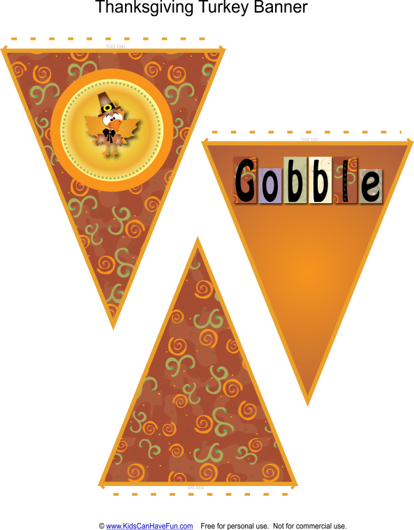 Thanksgiving Turkey Banner Thanksgiving Activities - Thanksgiving Gobble Banner (593x759), Png Download