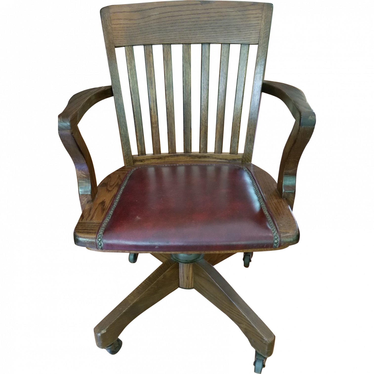 Wood Leather Desk Chair - Office Chair (1515x1515), Png Download