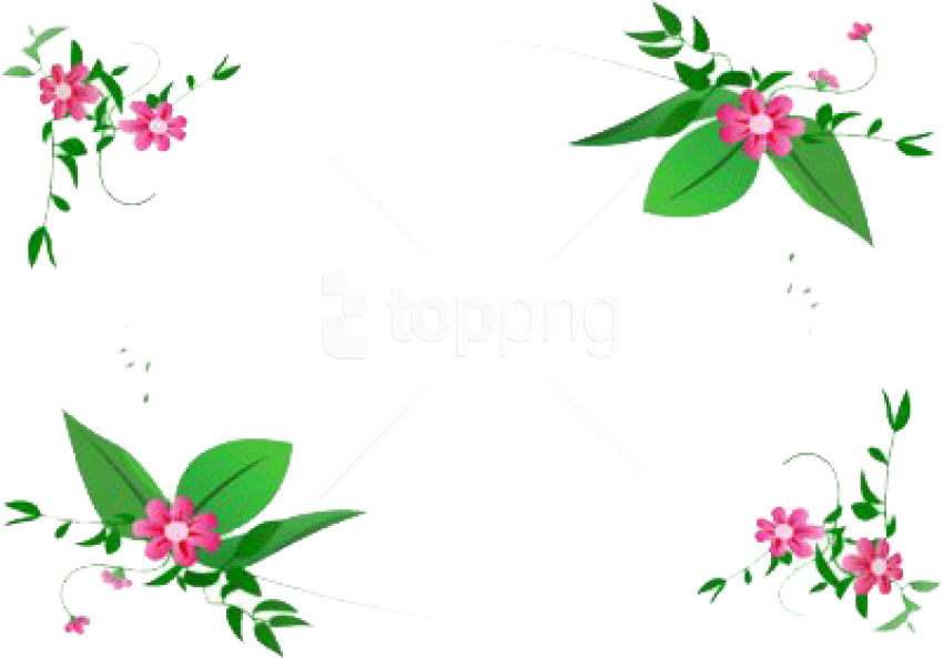 Free Png Flowers Borders Free Download Png Png - Flower Green Vector Png (850x593), Png Download