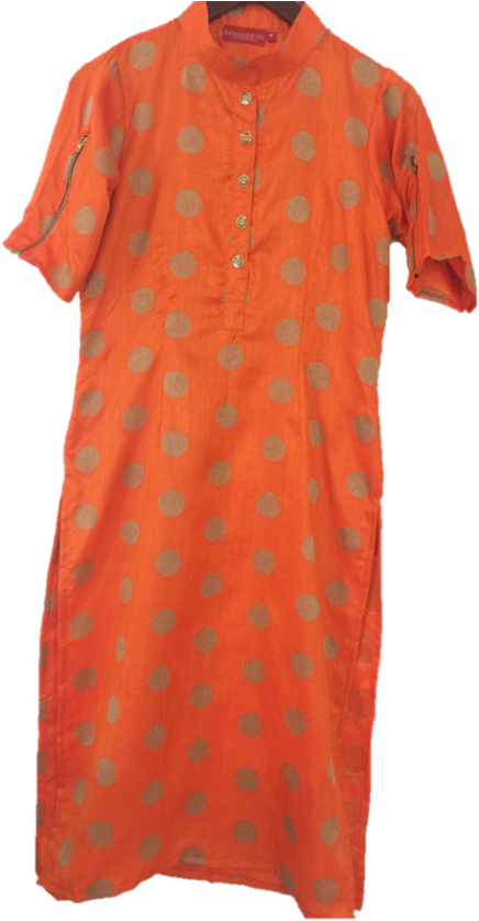 Golden Silk Kurti - Polka Dot (600x840), Png Download