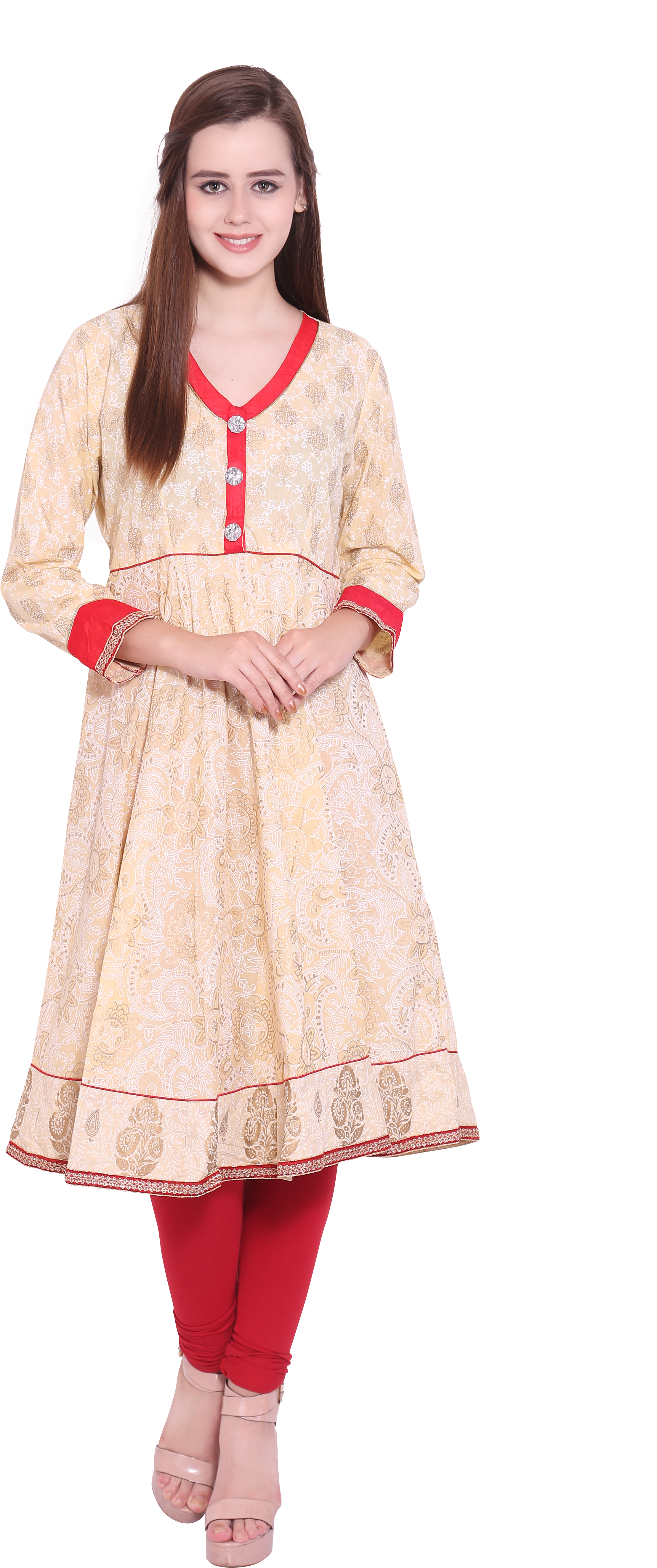 Belomoda Party Wear 3/4th Sleeve Khadi Print Women's - Lace (3648x5472), Png Download