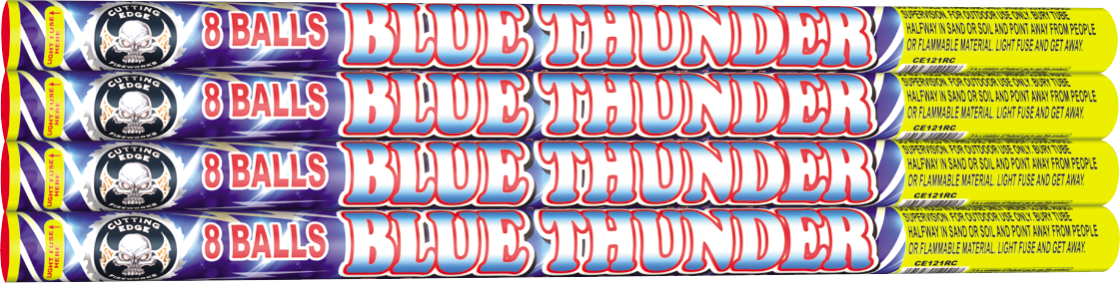 Blue Thunder - 8 Shots - Blue Thunder 8 Ball Roman Candle (1120x283), Png Download