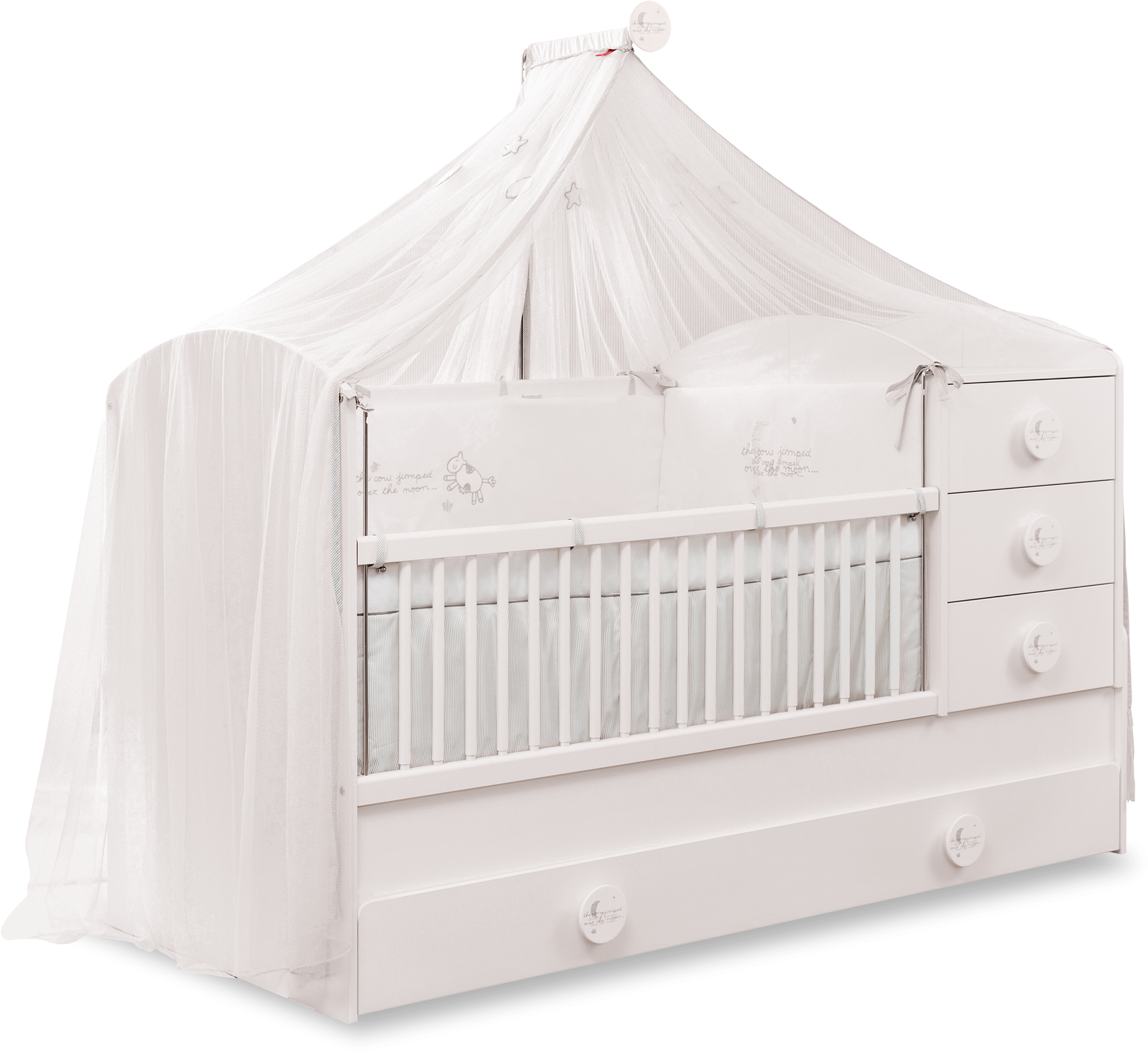 Baby Cotton Sl Convertible Baby Bed (80x180 Cm) - Cradle (2120x1908), Png Download