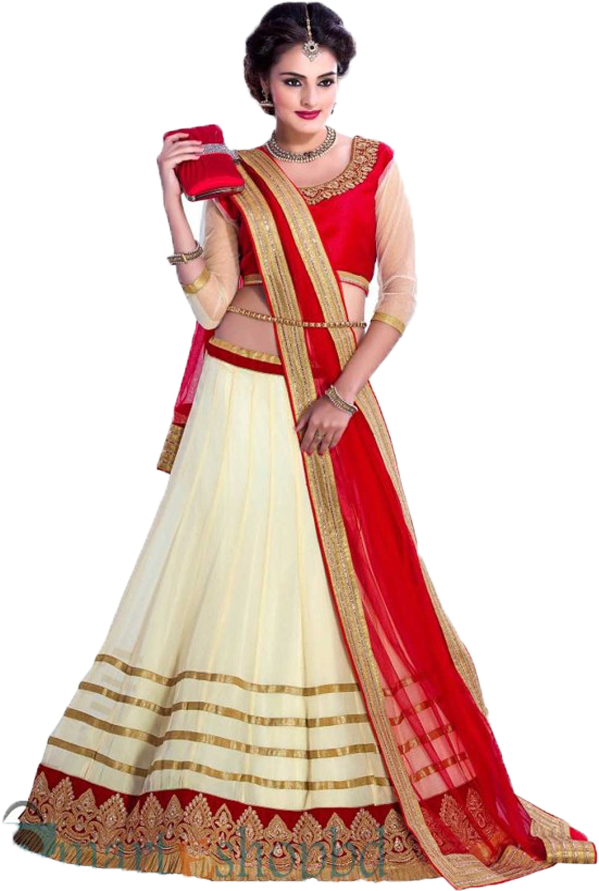 Png - Red And Cream Lehenga (900x900), Png Download