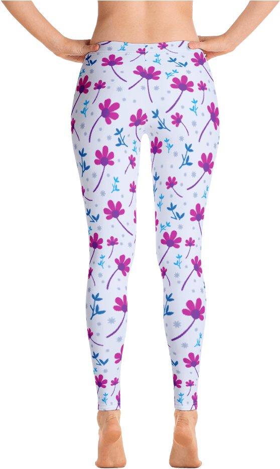 Floral Pattern Light And Blue Leggings - Leggings (1000x1000), Png Download