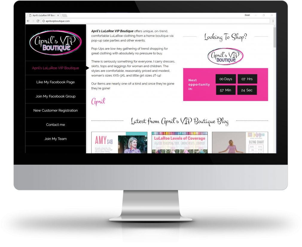 Website Design & Development For April's Vip Lularoe - Computer Monitor (1024x895), Png Download