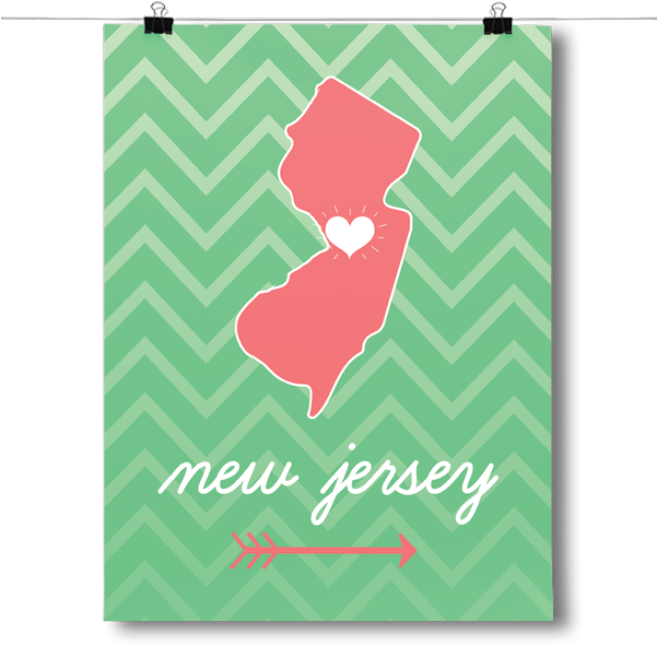 New Jersey State Chevron Pattern - Greeting Card (600x600), Png Download