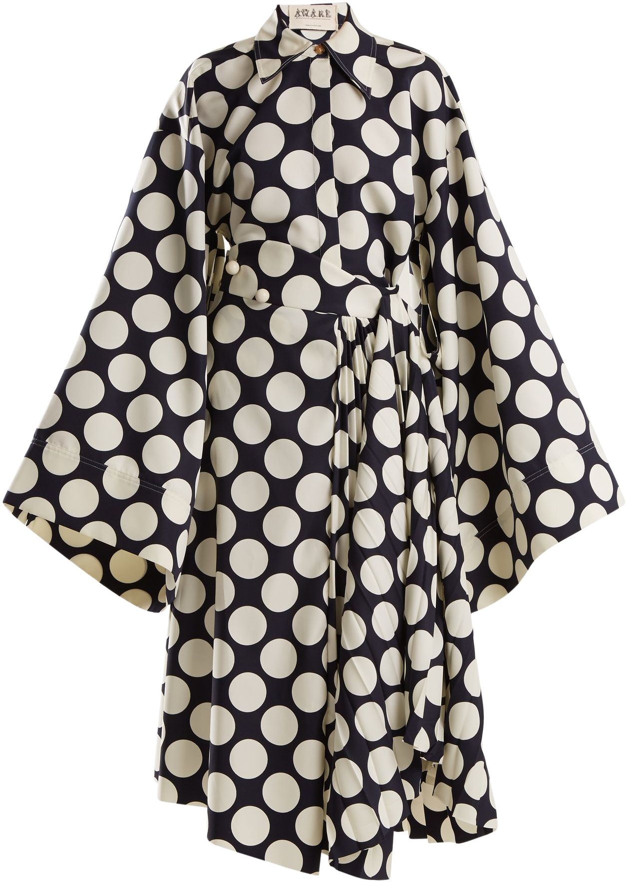 A - W - A - K - E - Mode Polka-dot Print Pleated Dress - Checkered Shirt (1385x1847), Png Download