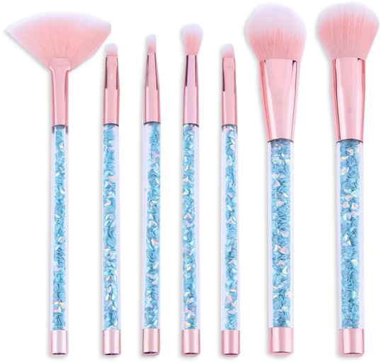 Mermaid Glitter 7 Piece Makeup Brush Set - Makeup Brushes (600x600), Png Download