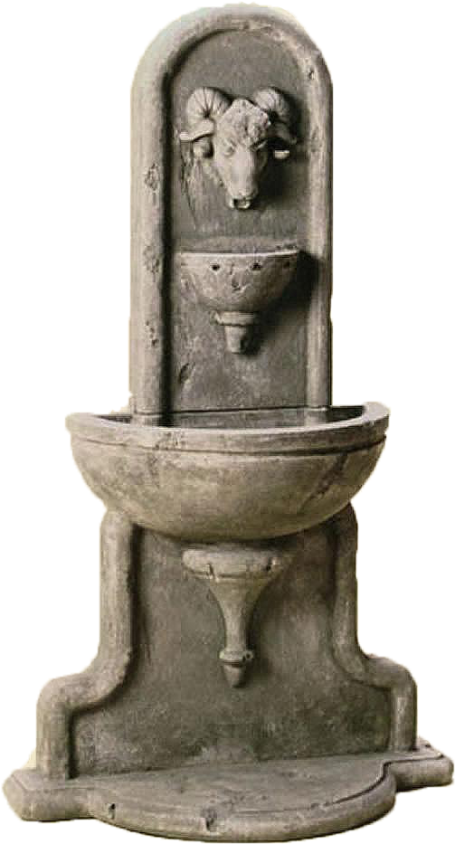 The Ram Wall Outdoor Water Fountain Features Water - Antique (750x1000), Png Download