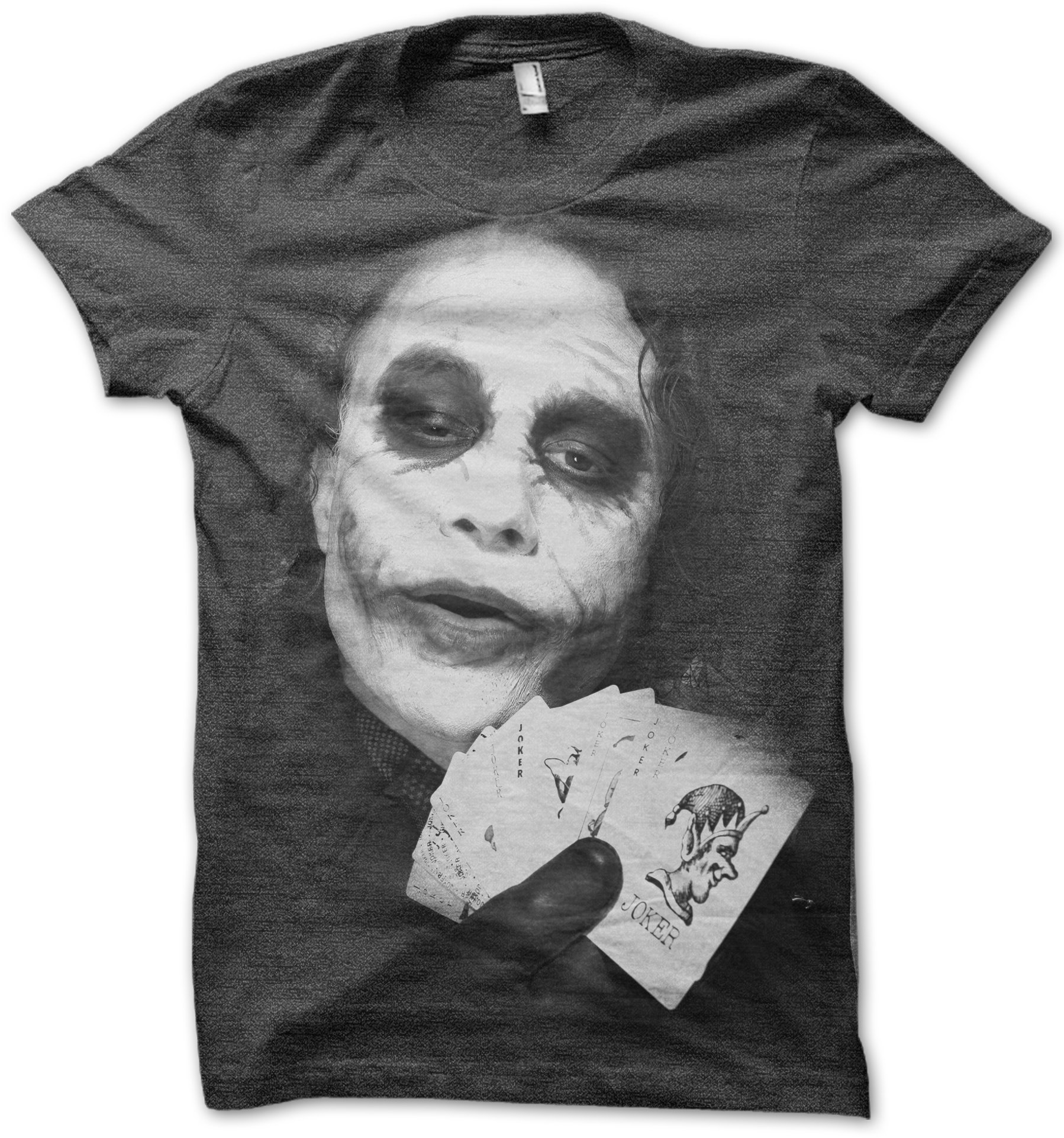 Joker Face T-shirt - Joker Heath Ledger B&w (1800x1930), Png Download