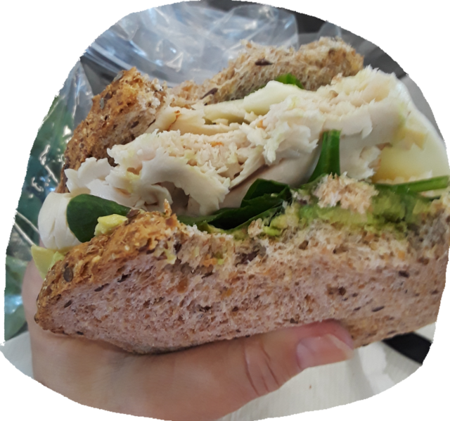 Ezekiel Bread With Turkey, Spinach, Avacado, And A - Fast Food (640x598), Png Download