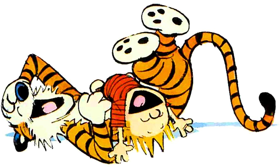 Clip Royalty Free Library From Presents To Presence - Calvin And Hobbes Playing (965x591), Png Download