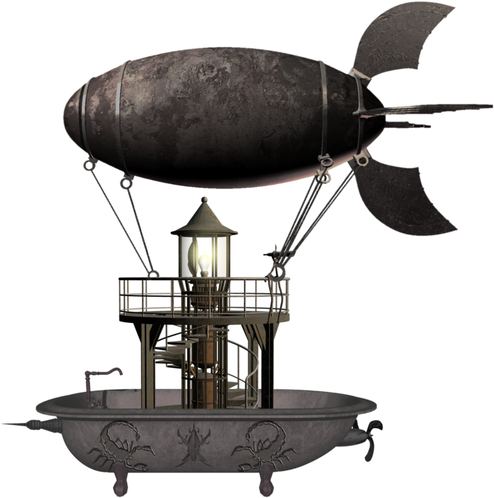 Laptop Vanessa Lloyd, Flying Ship - Steampunk Flying Machine (900x863), Png Download