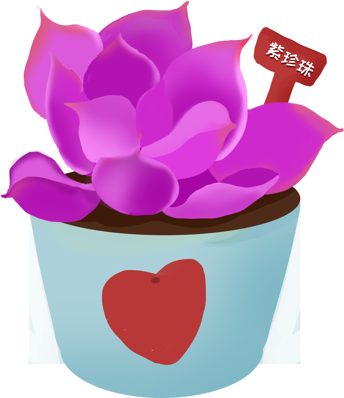 Potted Fleshy Plants Hand Painted Png And Psd - Flowerpot (2000x2000), Png Download