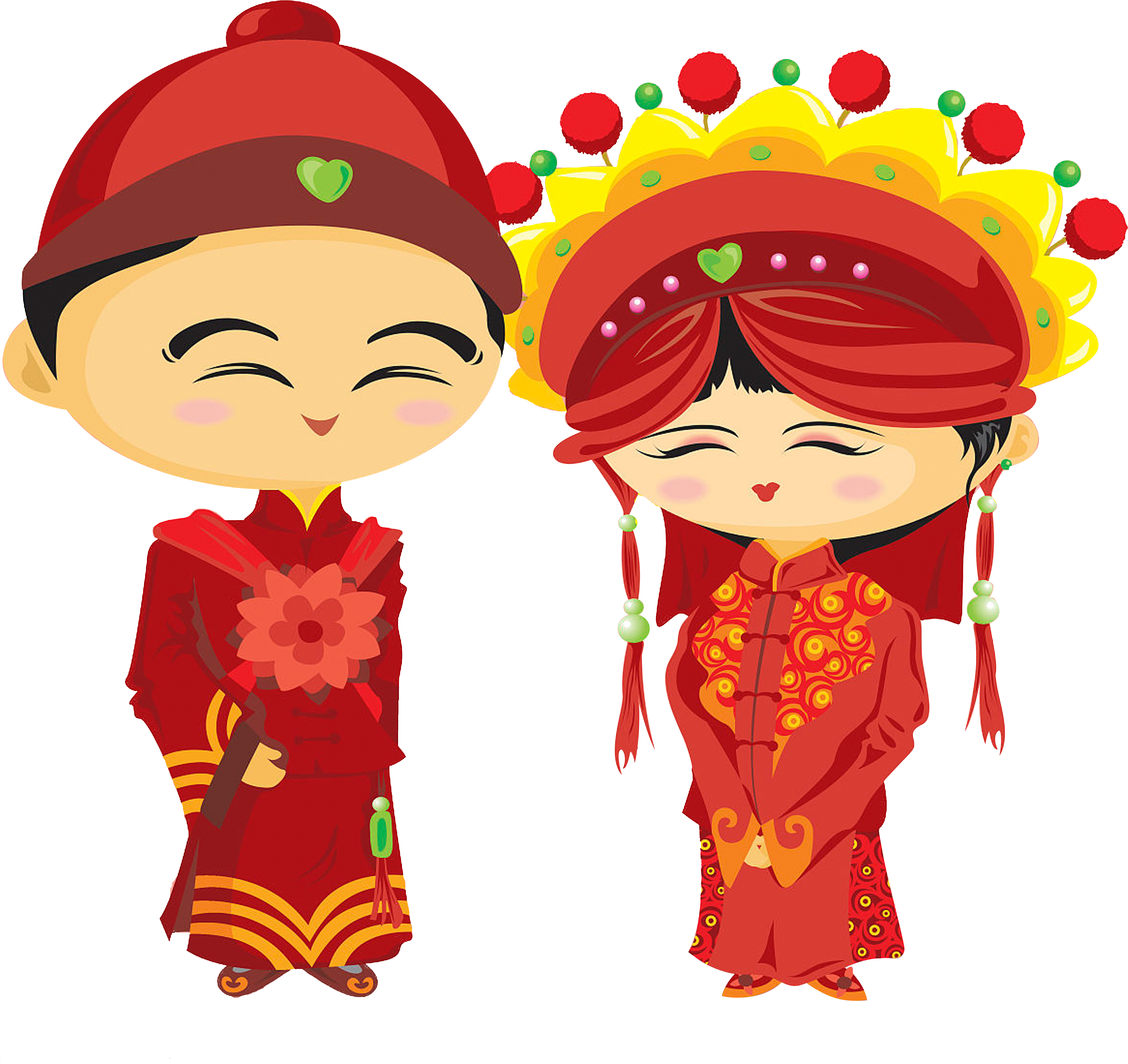 Wedding Bridegroom Chinese Marriage Illustration Smiling - Chinese Wedding (5000x5000), Png Download