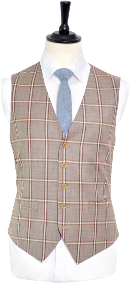 Two Shades Of Brown Window Pane Suit - Formal Wear (694x1024), Png Download