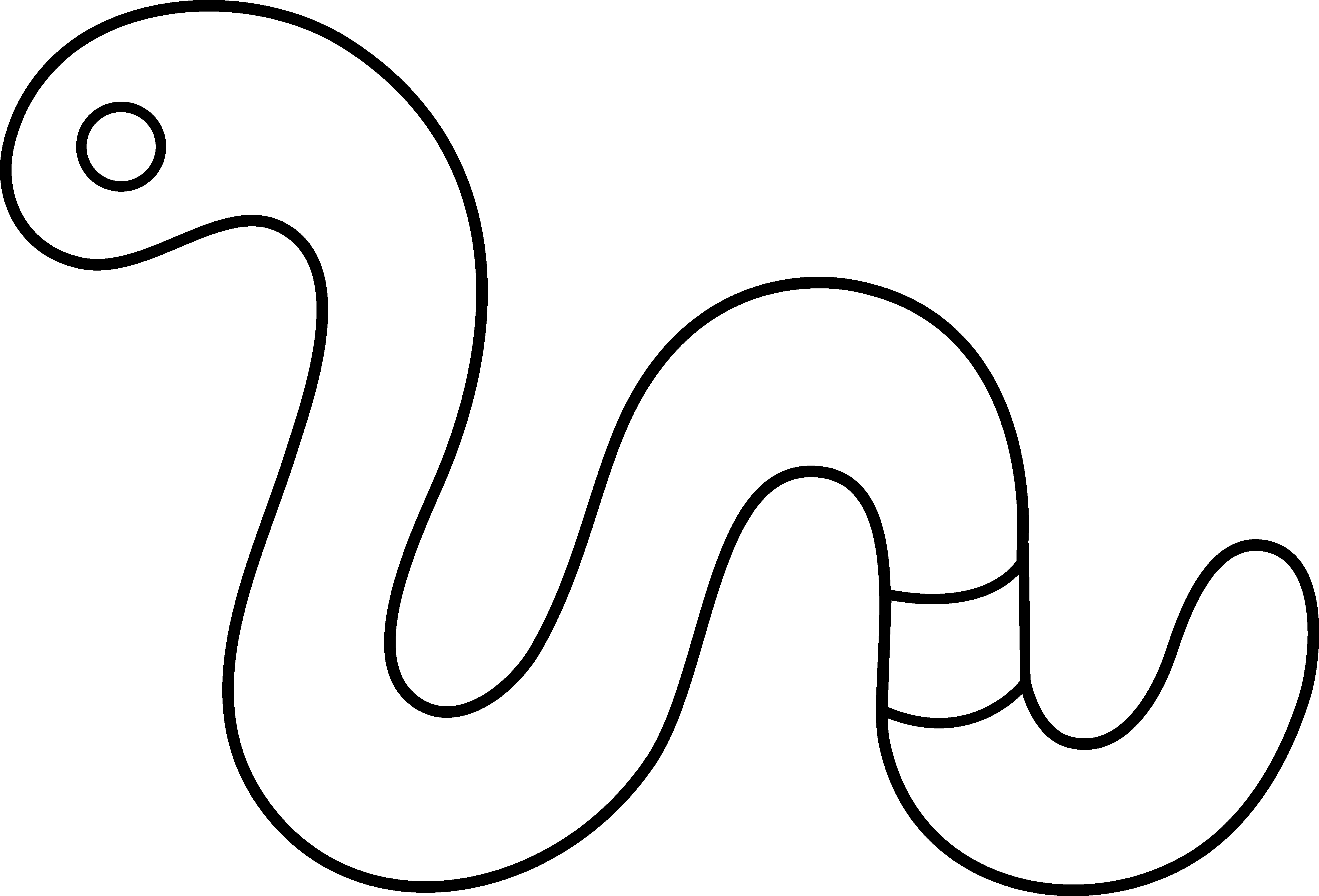 Cute Worm Line Art - Earthworm Icon White Png (4801x3262), Png Download