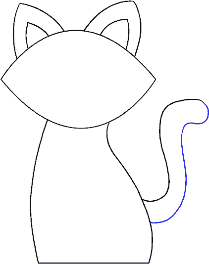 How To Draw Simple Cat - Drawing (678x600), Png Download