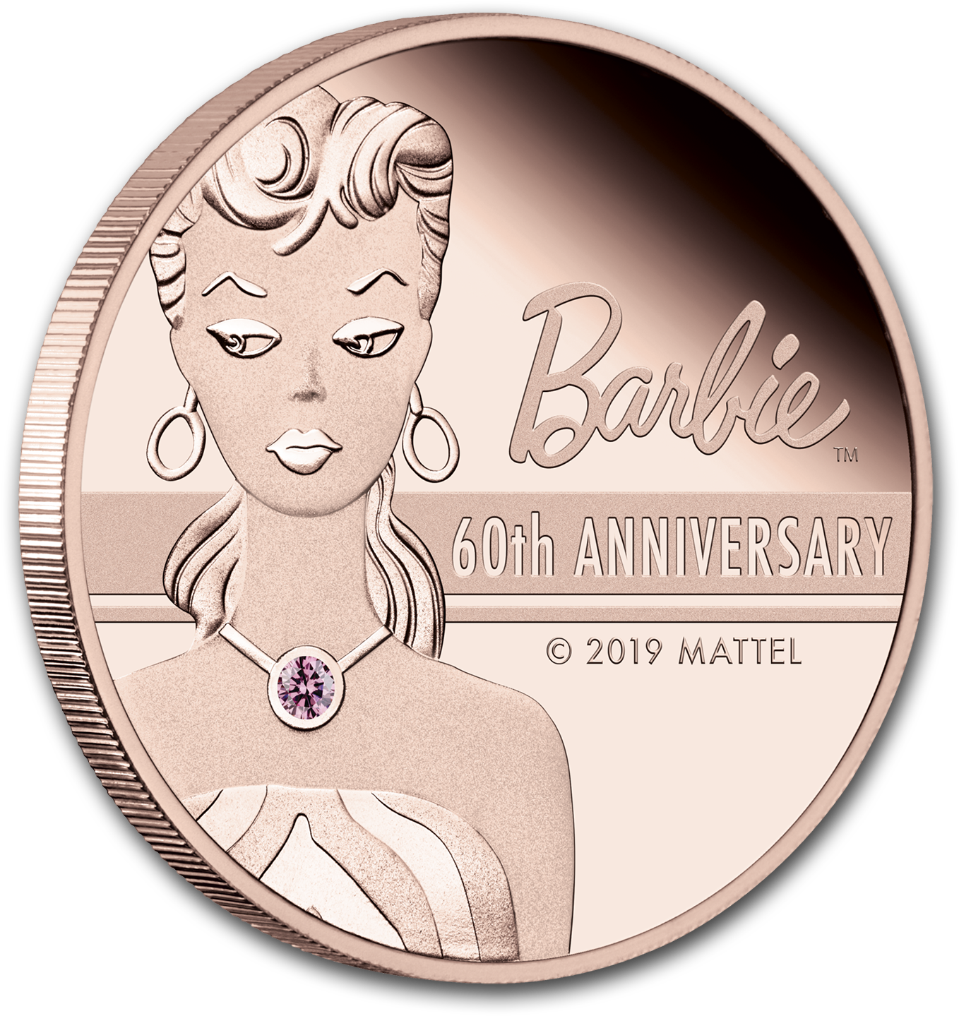 2019 Tuvalu 2 Oz Rose Gold 60th Anniversary Barbie™ - Barbie 60th Anniversary 2019 (1500x1500), Png Download