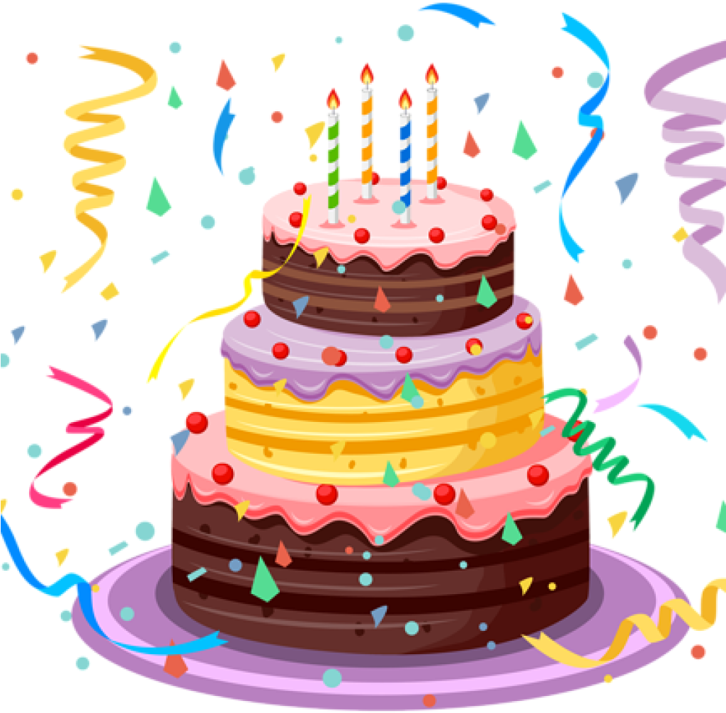 Happy Birthday Cake Clipart Birthday Cake With Confetti - Transparent Background Birthday Cake Png (1024x1024), Png Download