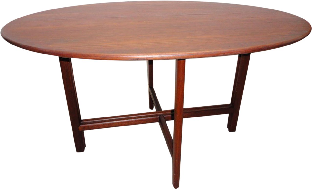 Danish Modern Teak Oval Dining Table - Outdoor Table (1419x862), Png Download