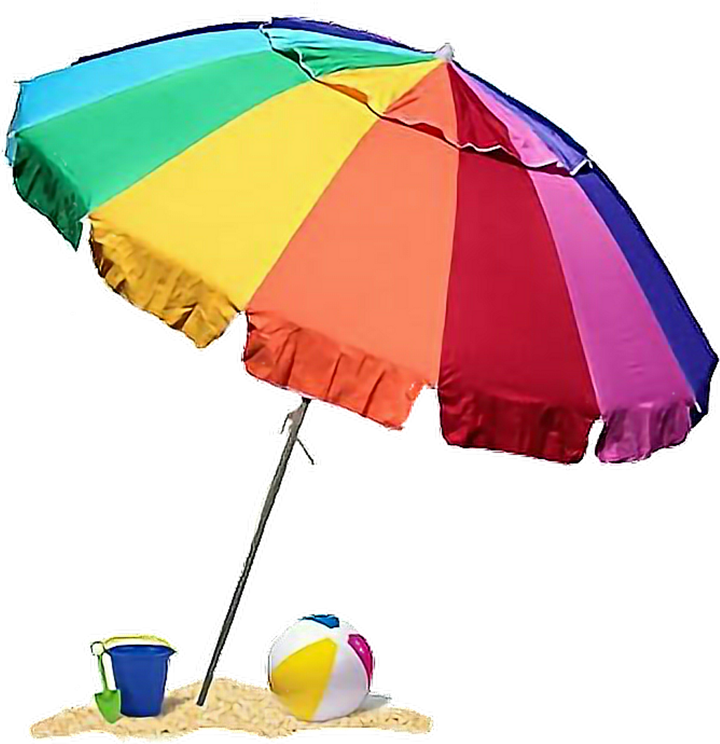 Beach Umbrella Umbrella Colourfull Rainbow Beachday - Beach Umbrella (1024x1058), Png Download